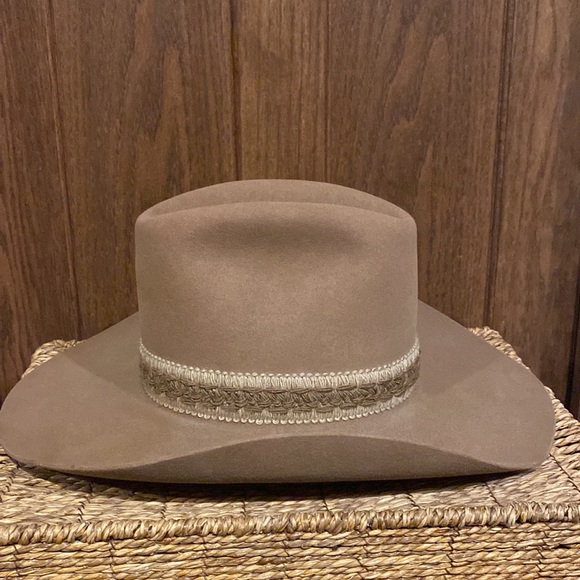 Vintage Resistol Stagecoach Fur Western Hat w/ Hand Embroidered Trim & Feathers - Picture 7 of 16